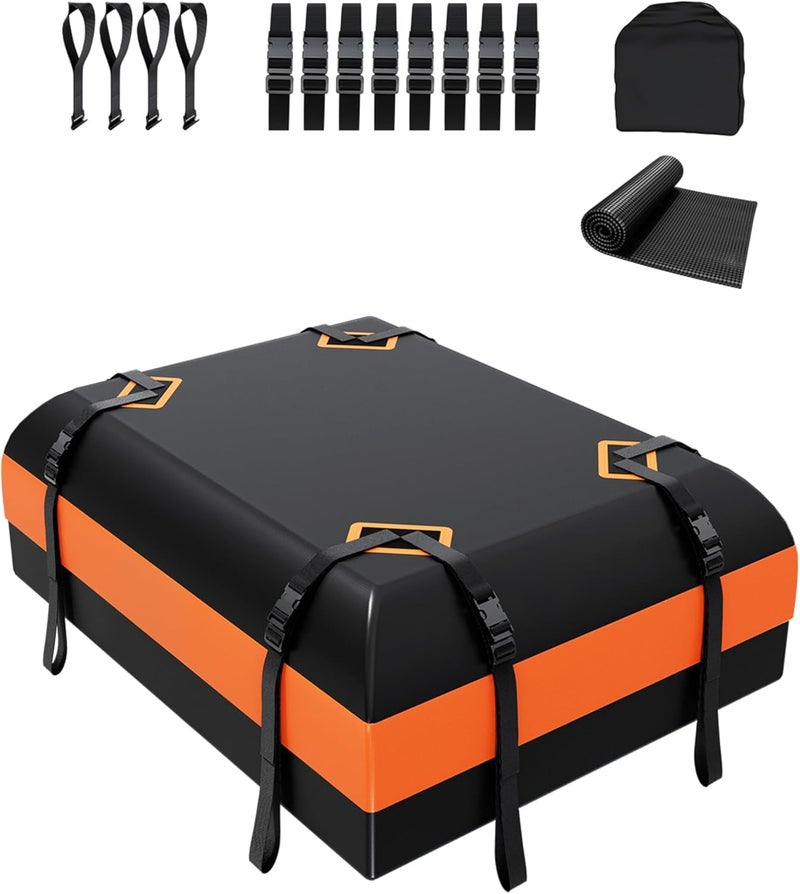 DEEAGLE Rooftop Cargo Carrier 15 Cubic Feet – Car Roof Cargo Bag for Vehicles Without Roof Rack – Waterproof Soft Car Top Carrier with Non-Slip Mat, 4 Door Hooks & 8 Reinforced Straps - Image 1